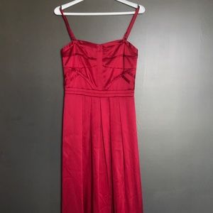 Red satin formal dress